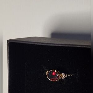 Womens 14k Gold Plated Over Sterling Silver Blood Red Garnet Ring